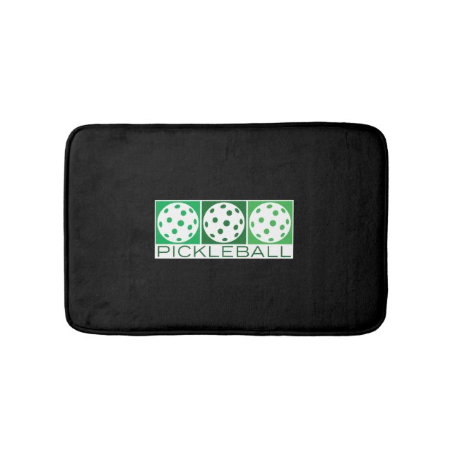 3 Green Pickleballs on white Bath Mat (Front)
