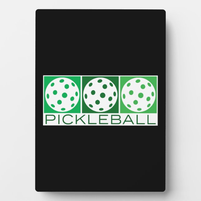 3 Green Pickleballs on white Plaque (Front)