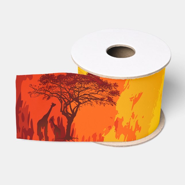 3" Grosgrain Ribbon African Safari Giraffe Sun (Spool)