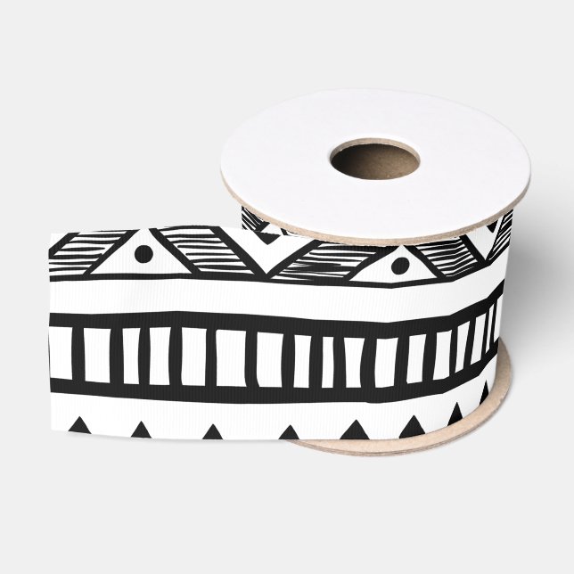 3" Grosgrain Ribbon Boho Buffalo Tribal Pattern Bo (Spool)