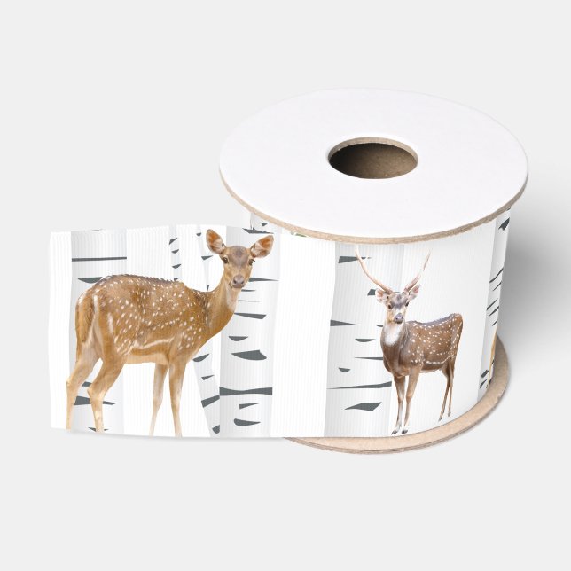 3" Grosgrain Ribbon Deer Doe Buck Woodland Hunting (Spool)