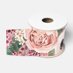 3" Grosgrain Ribbon Geometric Garden Rose Glitter