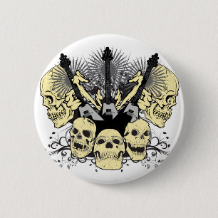 3 Guitars Skulls 2 Inch Round Button