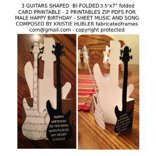 3 Guitars Song Sheet Music Man Happy Birthday Card