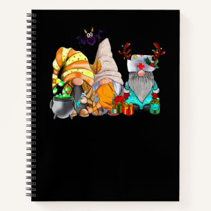3 Halloween Gnome Nurses  Costume Nursing Men Wome Notebook