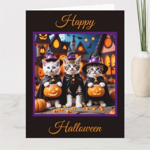 3 Halloween Kittens Trick or Treating Card