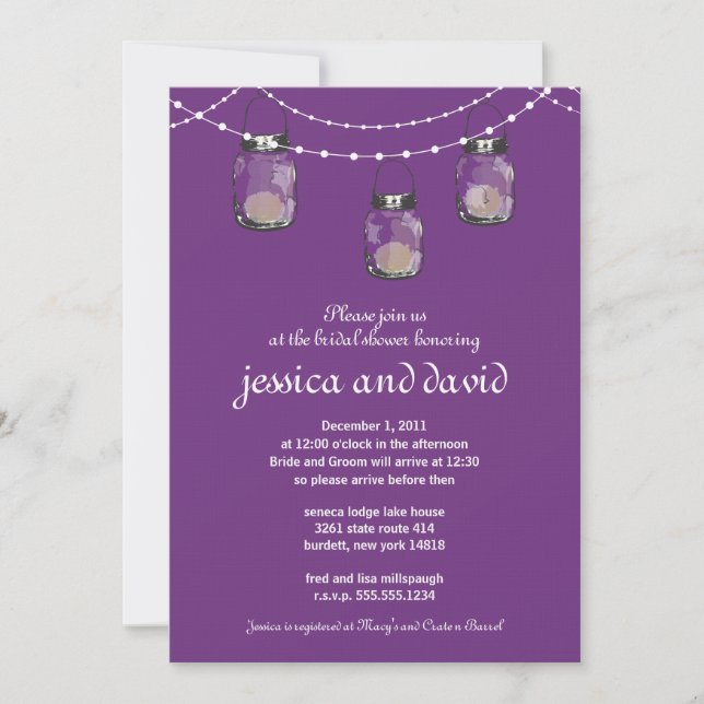 3 Hanging Mason Jars - Bridal Shower Invitation (Front)
