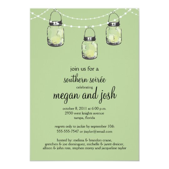 3 Hanging Mason Jars - Engagement Party Card