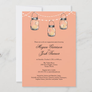3 Hanging Mason Jars - Engagement Party Invitation