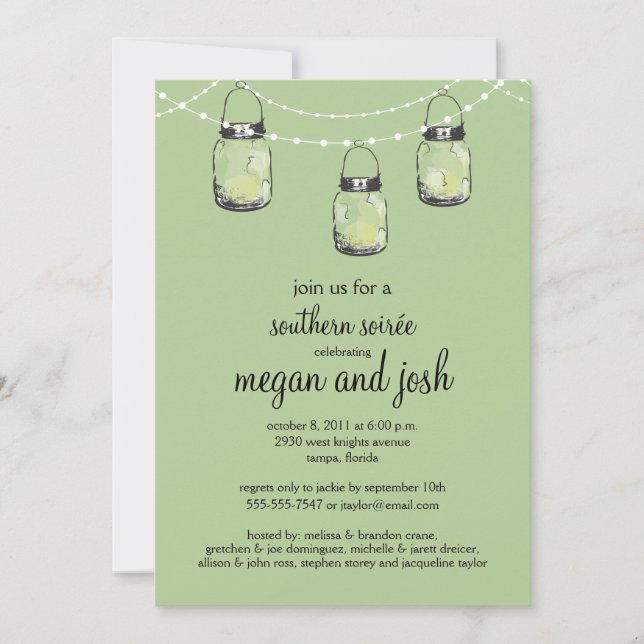 3 Hanging Mason Jars - Engagement Party Invitation (Front)