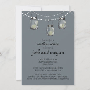 3 Hanging Mason Jars - Engagement Party Invitation