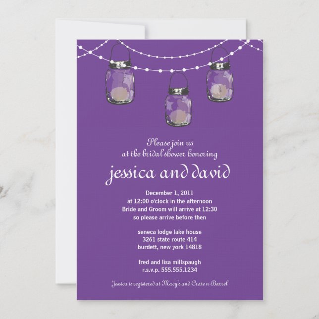 3 Hanging Mason Jars - Engagement Party Invitation (Front)