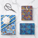 3 Hanukkah Boys' Gift Wrapping Paper Sheet<br><div class="desc">3 Pretty Happy Hanukkah Wrapping Paper Gift Wrap</div>