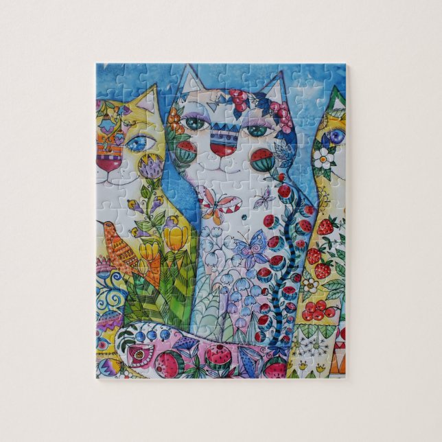 3 happy cats jigsaw puzzle (Vertical)