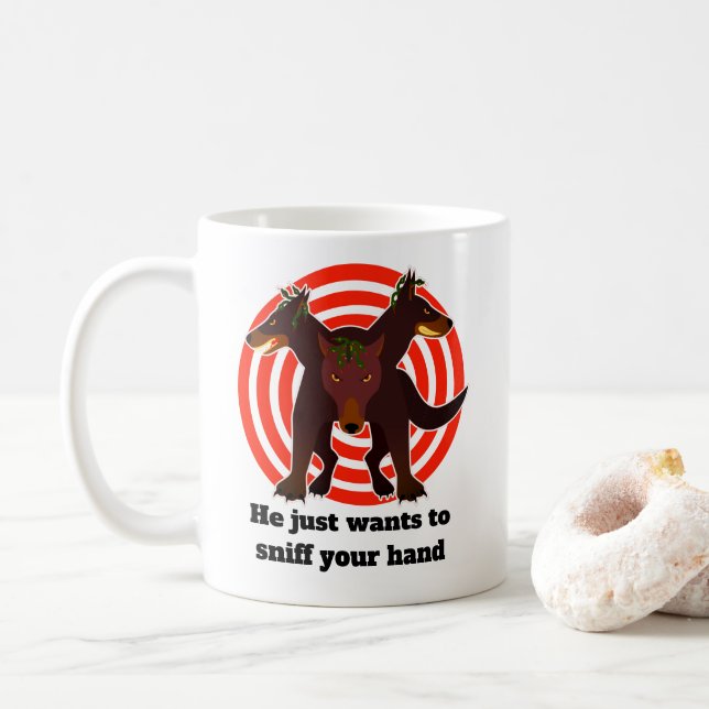 3-headed Cerberus He Just Wants To Sniff Your Hand Coffee Mug (With Donut)
