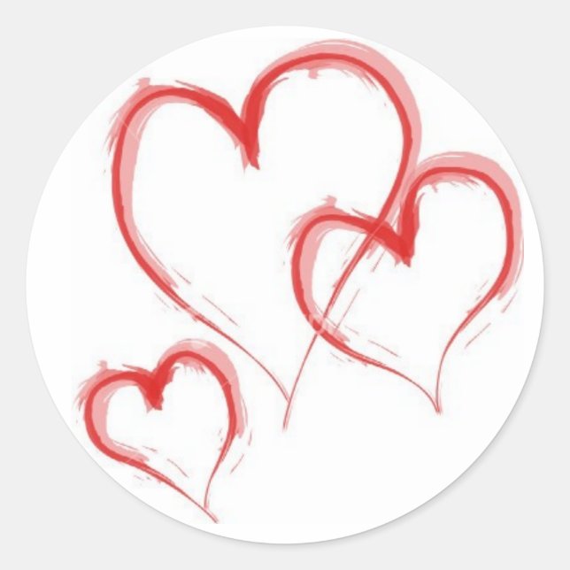 3 hearts classic round sticker (Front)