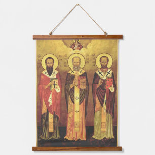 3 Holy Hierarchs l Orthodox Icon  Hanging Tapestry