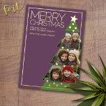 3 Horizontal Photo Christmas Tree Collage Foil Holiday Card<br><div class="desc">FRONT DESIGN: A collage of 3 photos in a stacked grid to highlight many pics from the past year. The photo grid is off centre and placed within a Christmas Tree. It might take a little time finding the right pictures for this design. A modern look for a holiday photo...</div>