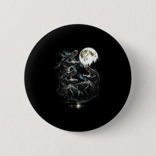 3 howling alligator moon vintage retro style funny 2 inch round button