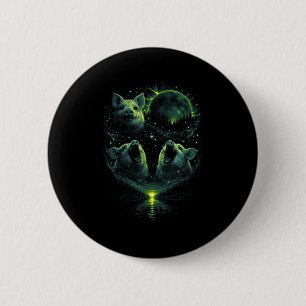 3 howling pig lunar full moon eclipse cosmic fores 2 inch round button