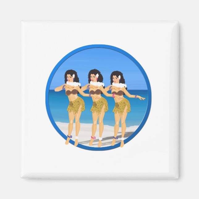 3 Hulas on beach Magnet (Front)
