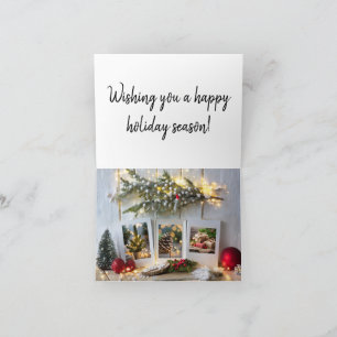 3 Image Rustic Holiday Greeting Card