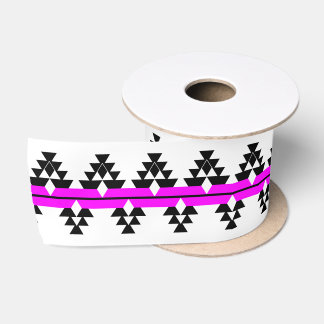 3 Inch Native Woven Stories - Pink -   Satin Ribbon