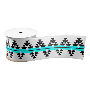 3 Inch Native Woven Stories - Turquoise -   Satin Ribbon