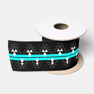 3 Inch Native Woven Stories - Turquoise - Satin Ribbon