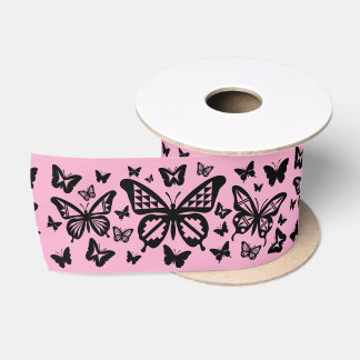 3 Inch Pink Native Butterfly Dance Satin Ribbon