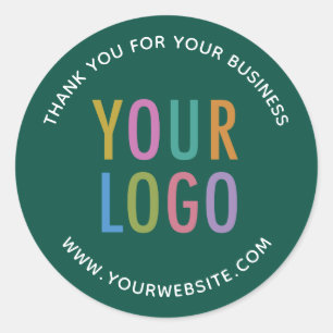 3 Inch Round Thank You Stickers Company Logo Green
