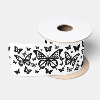 3 Inch White Native Butterfly Dance Satin Ribbon
