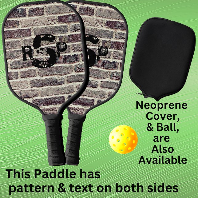 3 Initial Letter Monogram Brick Wall Distressed  Pickleball Paddle (Creator Uploaded)