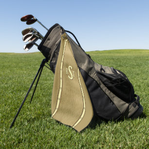 3 Initial Letter Monogram Brushed Brown Tan Cream  Golf Towel