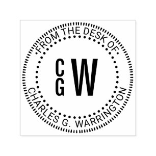 3 Initial Letter Monogram Bx From the Desk of Name Self-inking Stamp