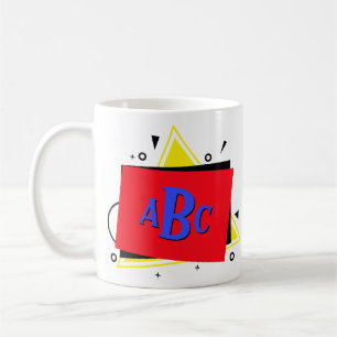 3 Initial Letter Monogram Geometric Colour Layers Coffee Mug
