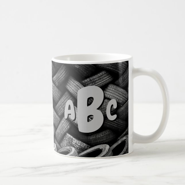 3 Initial Letter Monogram Old Tyres  Coffee Mug (Right)