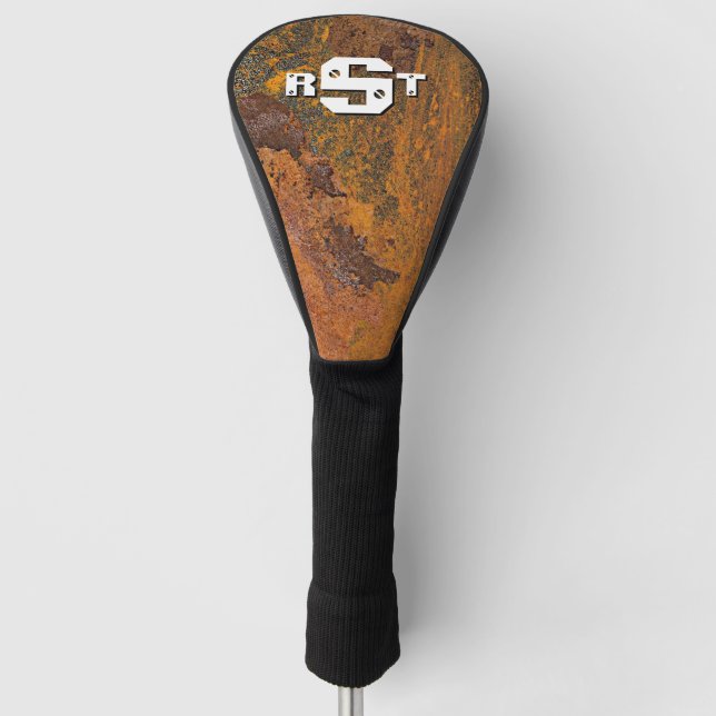 3 Initial Letter Monogram Rusty Steel Plate Look G Golf Head Cover (Front)