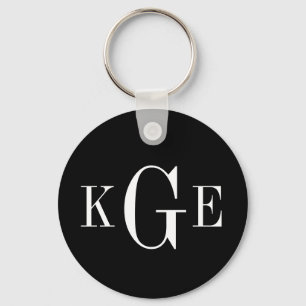 3 initial monogram black white groomsmen key fob