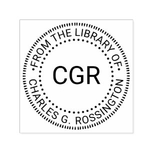 3 Initial Monogram “from the library of” Book Name Self-inking Stamp