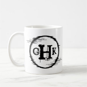 3 Initial Monogram Letter Distorted Circle  Coffee Mug