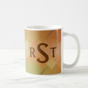 3 Initial Monogram Letter Green to Brown Graduated Coffee Mug