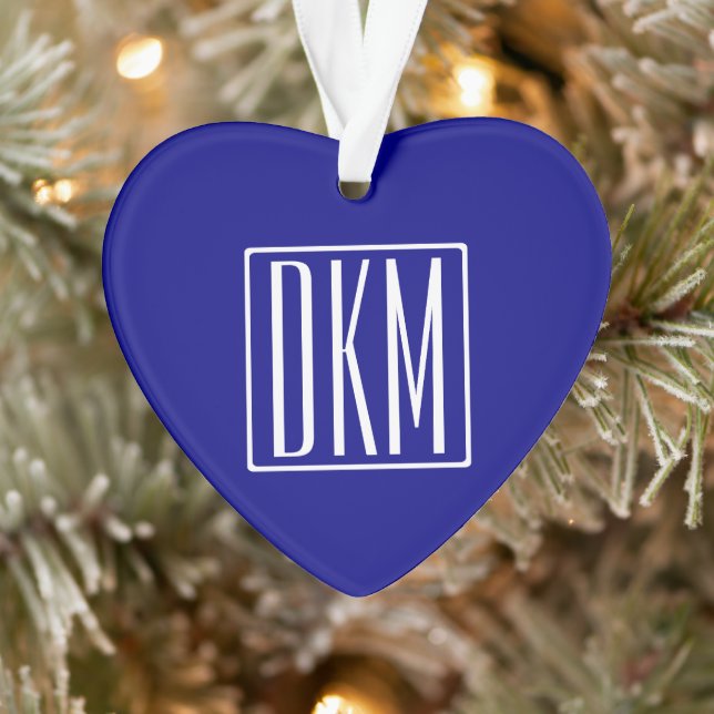 3 Initiales Monogramme | Bleu et blanc de la marin (Arbre)