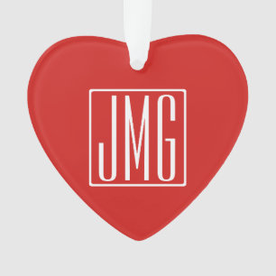 3 Initiales Monogramme Rouge & Blanc (ou couleur