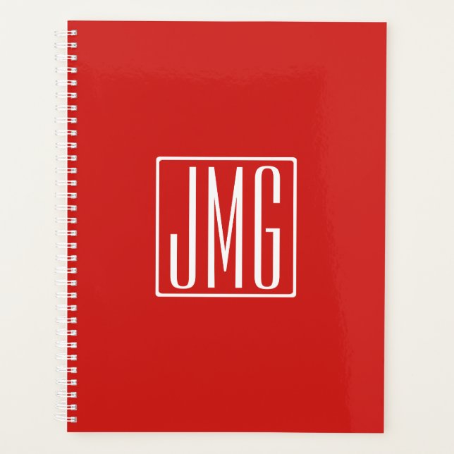 3 Initiales Monogramme | Rouge et blanc (ou couleu (Devant)