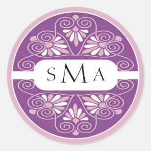 3 Initiales Monogrammes autocollants : Rose Et Vio