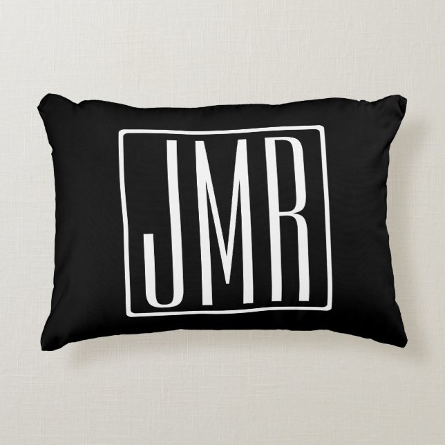 3 Initials Monogram | Black & White (or diy colour Accent Pillow (Front)