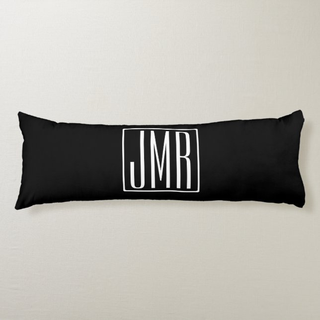 3 Initials Monogram | Black & White (or diy colour Body Pillow (Front)