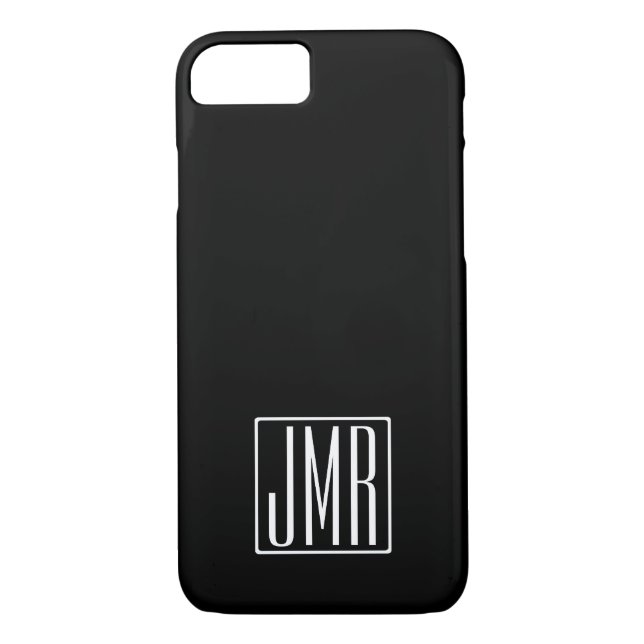 3 Initials Monogram | Black & White (or diy colour Case-Mate iPhone Case (Back)