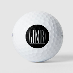 3 Initials Monogram   Black & White (or diy colour Golf Balls